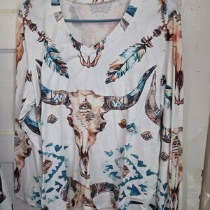 Women's Western Skull Print Top